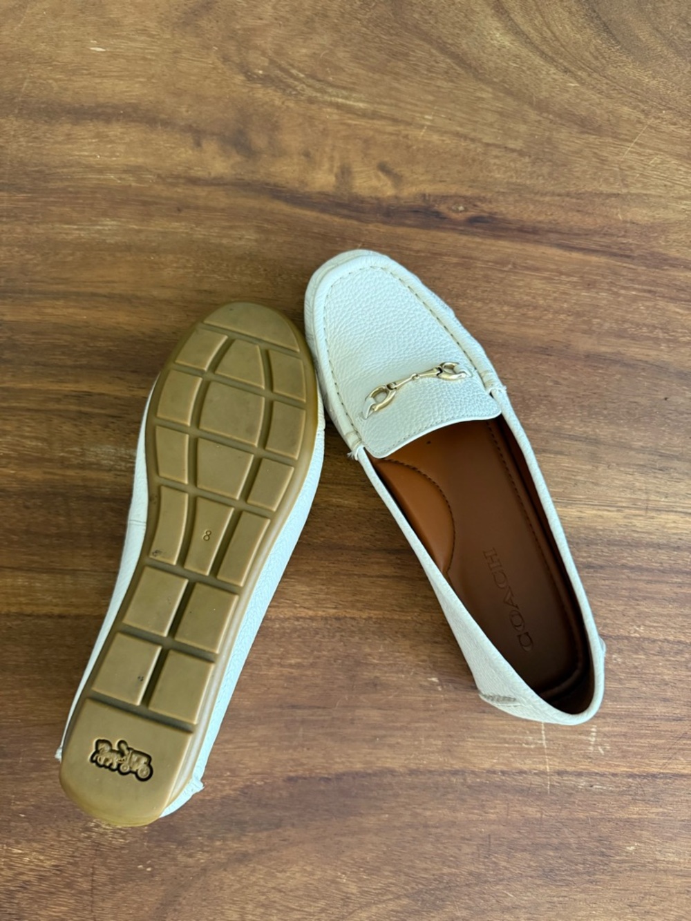 Women’s White Leather Horsebit Loafers - Picture 4 of 5